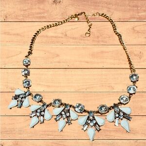 172 J. Crew Gold Necklace with White and Crystal Accents